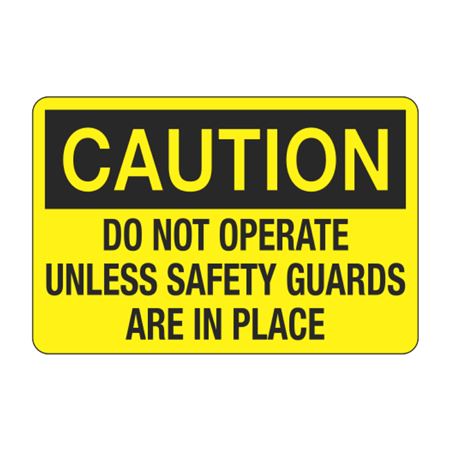 Caution Do Not Operate Unless Safety Guards In Place Decal
